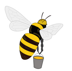 Cute bee with honey bucket
