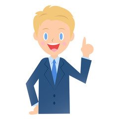 説明するビジネスマン、男性会社員のイラスト素材