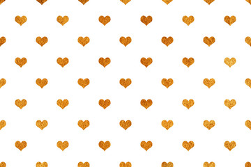 Golden shining texture with hearts.