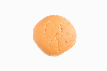 Hamburger bun isolated on white background.