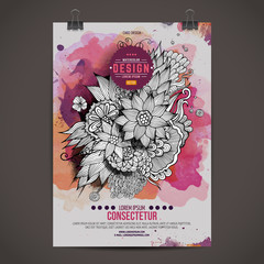 Vector watercolor paint floral poster
