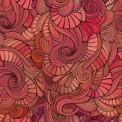 Vector waves decorative doodles seamless pattern