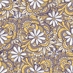 Vector seamless abstract flowers pattern