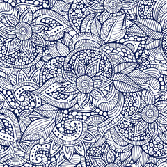 Sketchy doodles decorative floral outline ornamental seamless pa