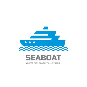 Sea boat - vector logo template concept illustration. Marine nautical ship sign. Design element.