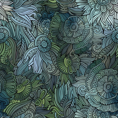Vector seamless abstract flowers pattern