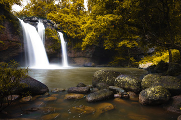 Big waterfall in rainforest