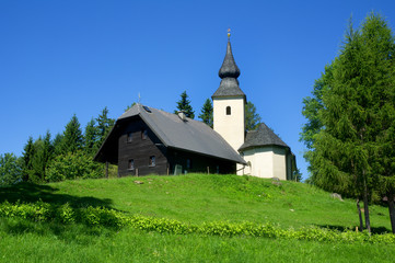 Saint Jakob Church ( Cerkev svetega Jakoba ), Resnik, Rogla hill, Pohorje mountain range, Slovenia, Europe - old historical church in beautiful nature