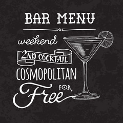 Bar menu of cocktail proposal