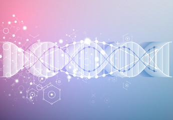 Science template, wallpaper or banner with a  3D DNA molecules.