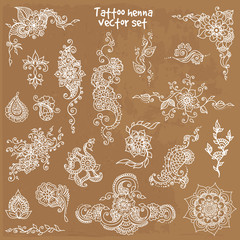 tattoo henna element set