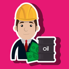man with money and oil isolated icon design, vector illustration  graphic 