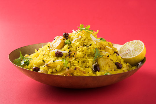 poha or aalu poha or pohe made up of beaten rice or flattened rice, favourite indian snack