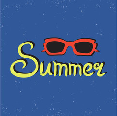 Bright summer card poster with sunglasses
