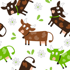 seamless cow pattern vector illustration