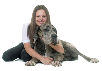 Great Dane and teenager