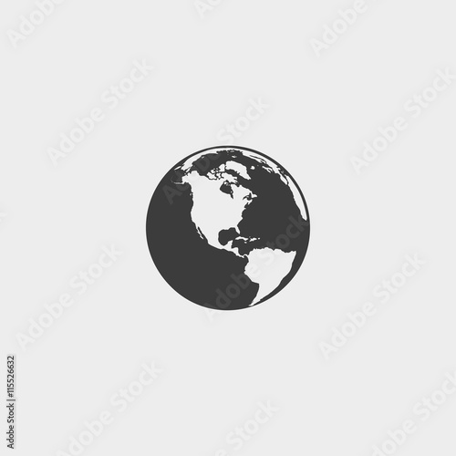 "Earth icon in a flat design in black color. Vector illustration eps10