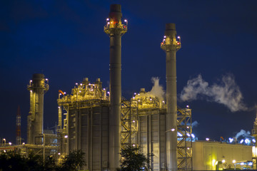 power station at night