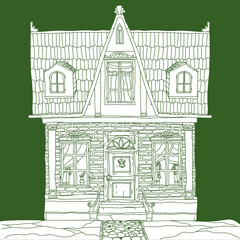 Vector house on green
