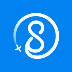 Number eight logo with airline and plane.