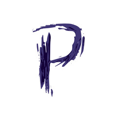 Obraz na płótnie Canvas Letter P logo hand drawn with dry brush.
