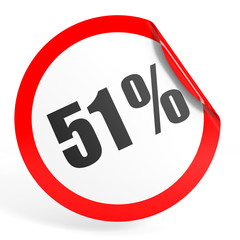 Discount 51 percent off. 3D illustration.