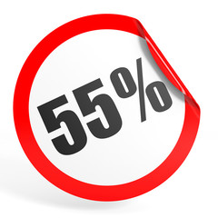 Discount 55 percent off. 3D illustration.