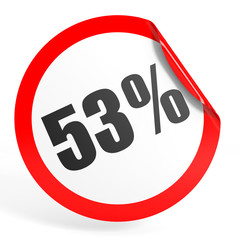Discount 53 percent off. 3D illustration.