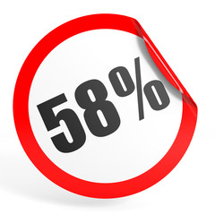 Discount 58 percent off. 3D illustration.