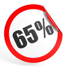 Discount 65 percent off. 3D illustration.