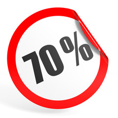 Discount 70 percent off. 3D illustration.