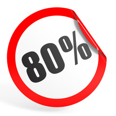 Discount 80 percent off. 3D illustration.