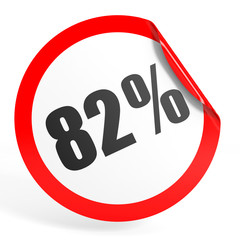 Discount 82 percent off. 3D illustration.