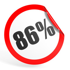 Discount 86 percent off. 3D illustration.