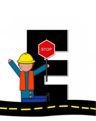 Alphabet Children Highway Construction E