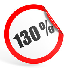 Discount 130 percent off. 3D illustration.