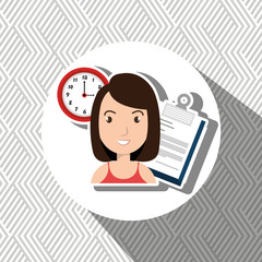 woman with papers and watch isolated icon design, vector illustration  graphic 
