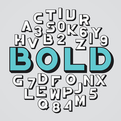 Abstract alphabet set. Letters from A-Z and number 0-9.