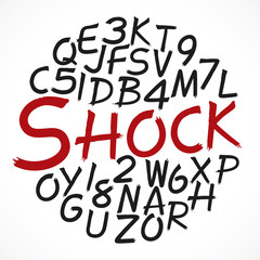 Abstract alphabet set. Letters from A-Z and number 0-9.