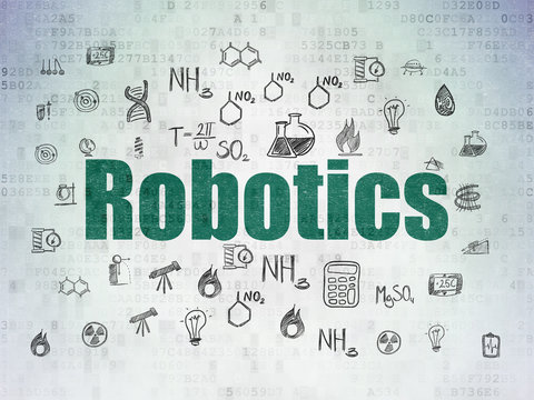 Science concept: Robotics on Digital Data Paper background