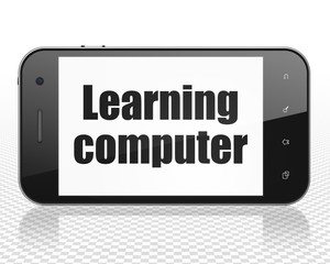 Education concept: Smartphone with Learning Computer on display