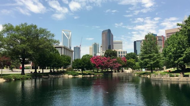 Charlotte, NC downtown skyline from Marshall Park