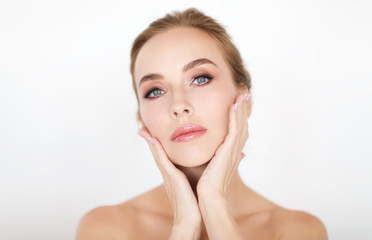 Fototapeta premium beautiful young woman face and hands