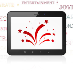 Entertainment, concept: Tablet Computer with Fireworks on display