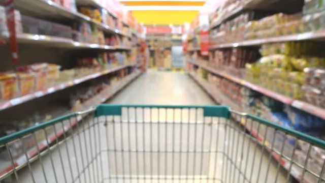 Blurred photo of store with trolley in department store
