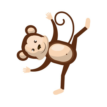 Circus monkey doing pirouettes cartoon design, vector illustration graphic.