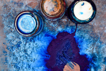 The colors of blue in different shades