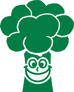 Happy Broccoli with smiling face