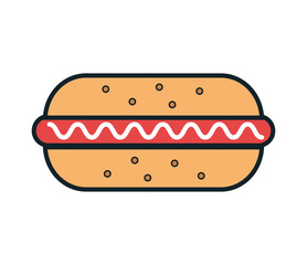 Delicious food hotdog icon, gastronomy theme desifn vector illustration graphic.