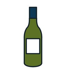 Delicious and traditional wine bottle isolated flat icon, vector illustration graphic design.